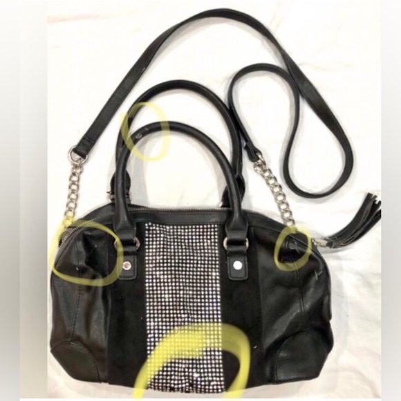 🛍STEVE MADDEN Black w/rhinestone studed bag/crossbody size15x10 good cond - Picture 8 of 9